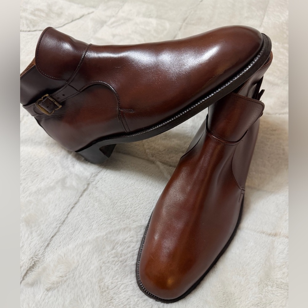 Vintage Cheaney by Church’s Brown Leather Ankle Buckle Beetle Boots 8.5